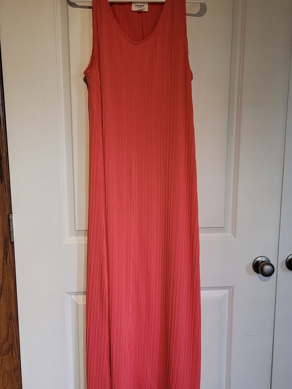 ANDREE BY UNIT Coral Ribbed Sleeveless Maxi Dress